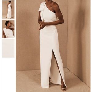 ML Monique Lhuillier Lionel One-Shoulder Dress. Ivory. Size 6.